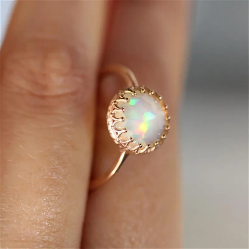 Rainbow Round Couple Gold Color Rings Jewelry