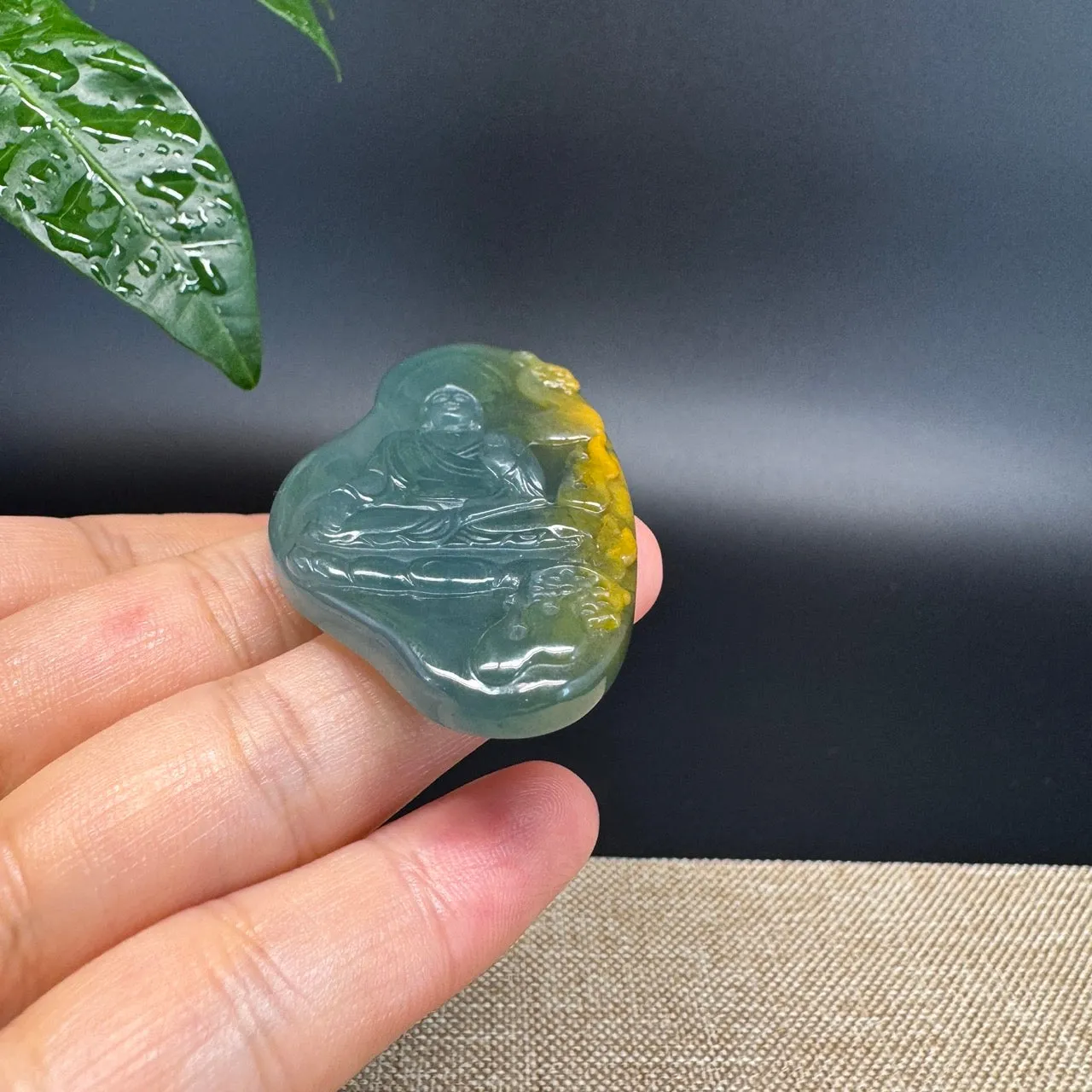 RealJade® Co. High Natural Guatemalan Blue Jadeite Jade GuanYin Pendant