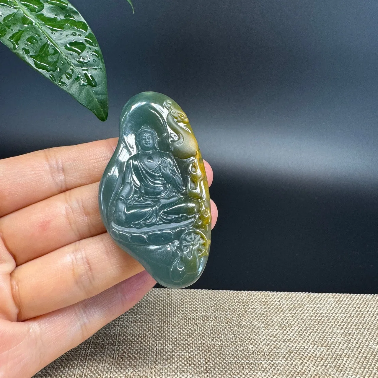 RealJade® Co. High Natural Guatemalan Blue Jadeite Jade GuanYin Pendant