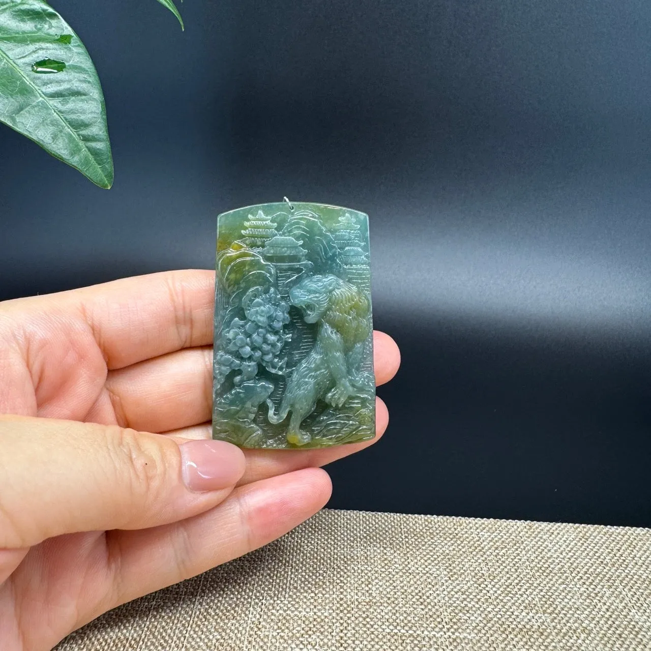 RealJade® Co. High Natural Guatemalan Blue Jadeite Jade Tiger Pendant