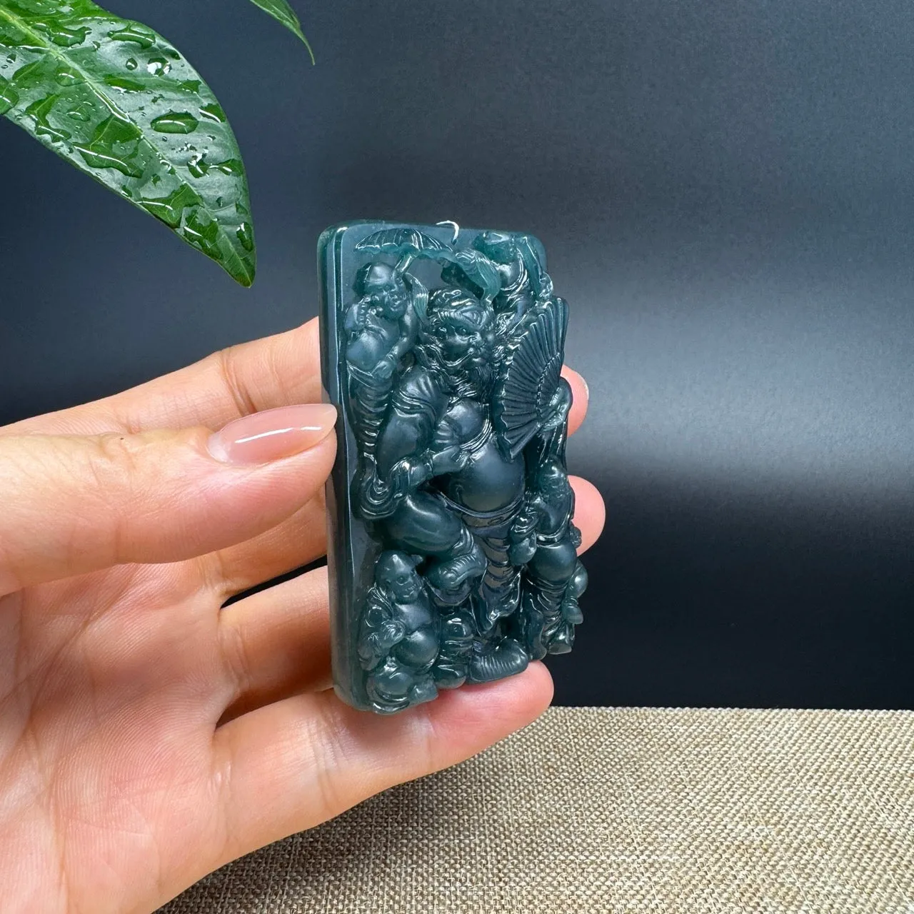 RealJade® Co. High Natural Guatemalan Blue Jadeite Jade Zhong Kui Pendant