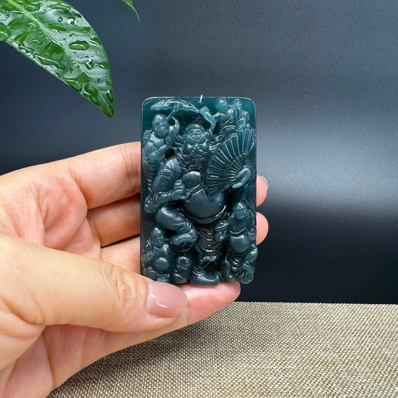 RealJade® Co. High Natural Guatemalan Blue Jadeite Jade Zhong Kui Pendant