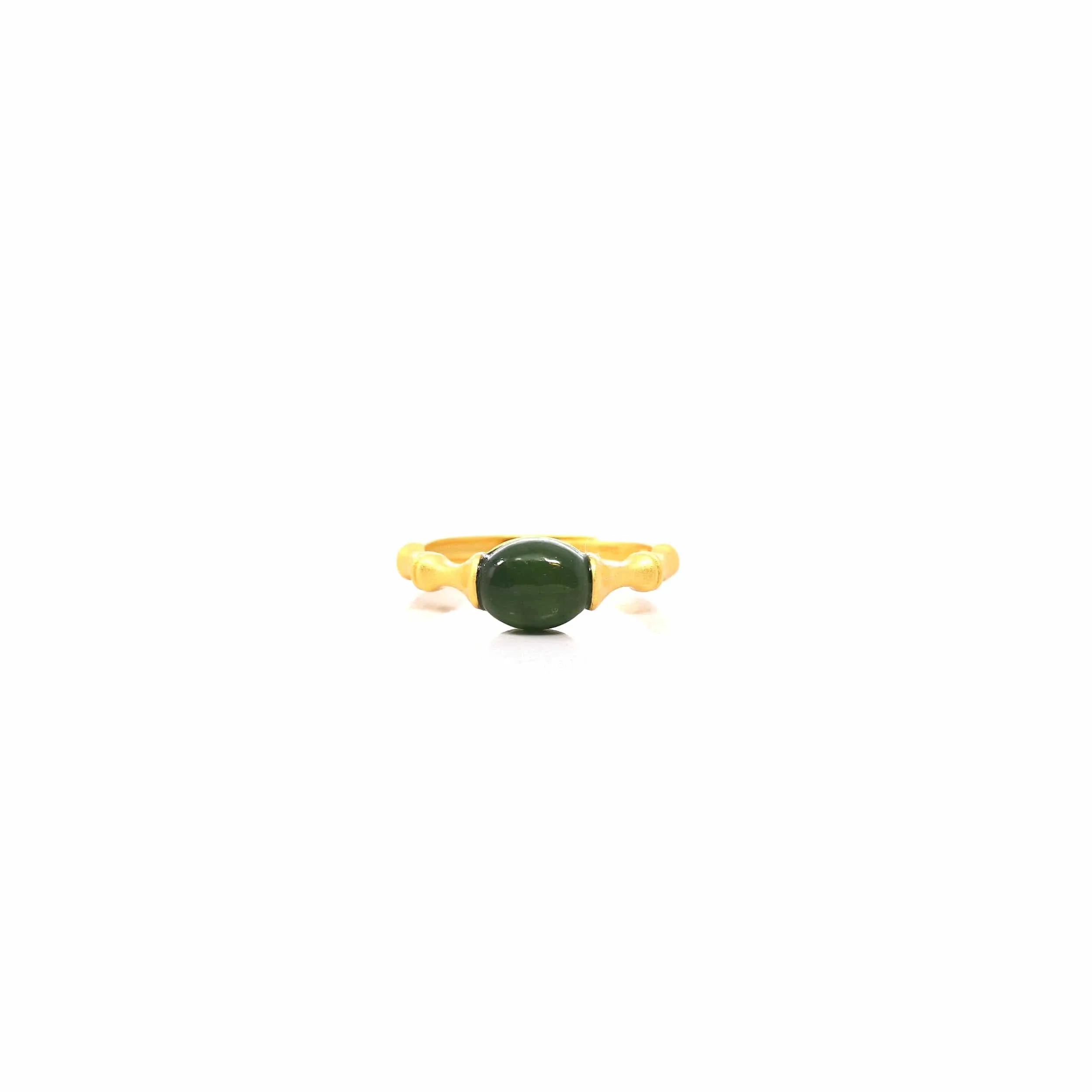 RealJade® Co. "Classic Oval" Sterling Silver Real Green Nephrite Jade Bamboo Ring For Her