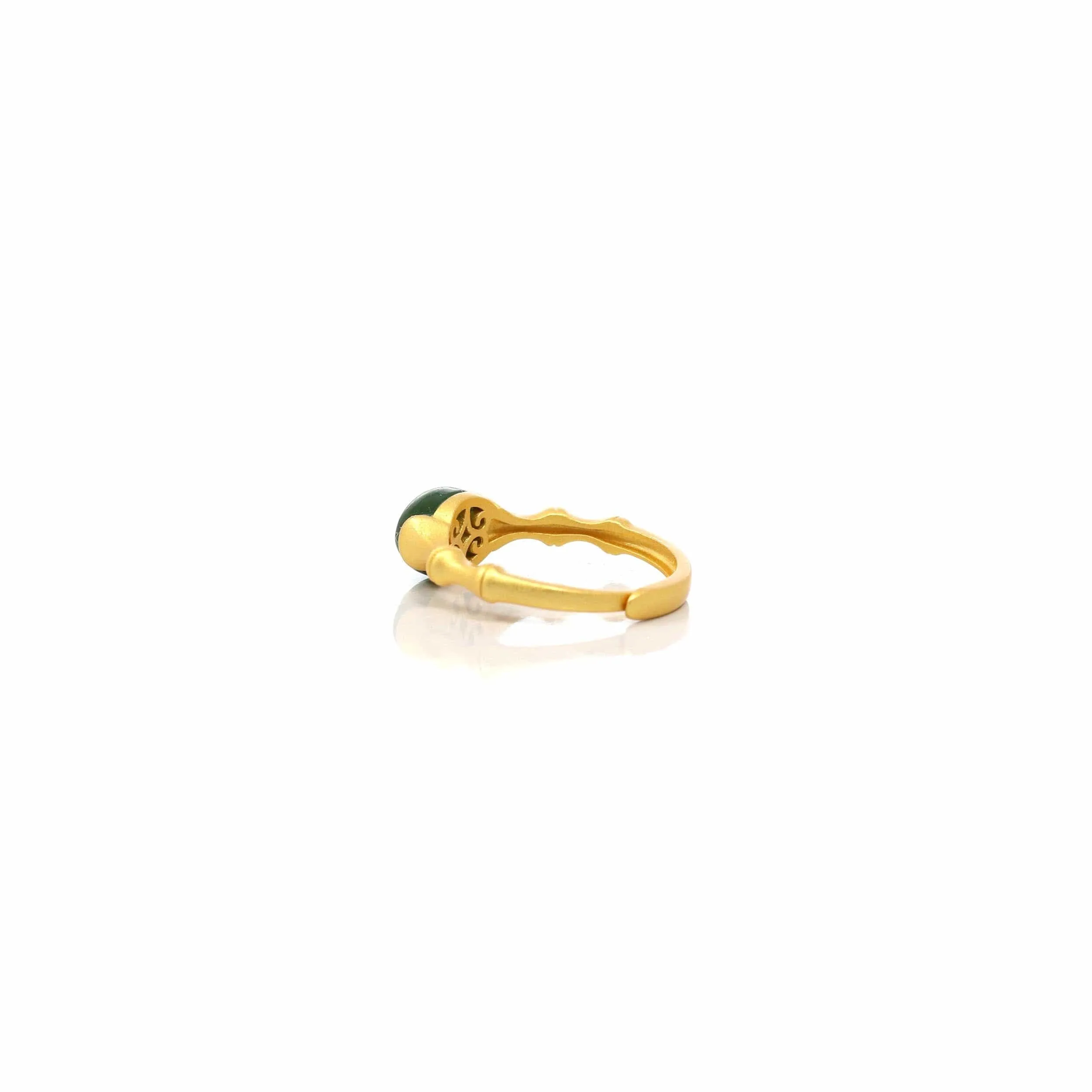 RealJade® Co. "Classic Oval" Sterling Silver Real Green Nephrite Jade Bamboo Ring For Her