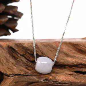 RealJade® Co. "Good Luck Button" Necklace Light Lavender Jade Lucky TongTong Pendant Necklace