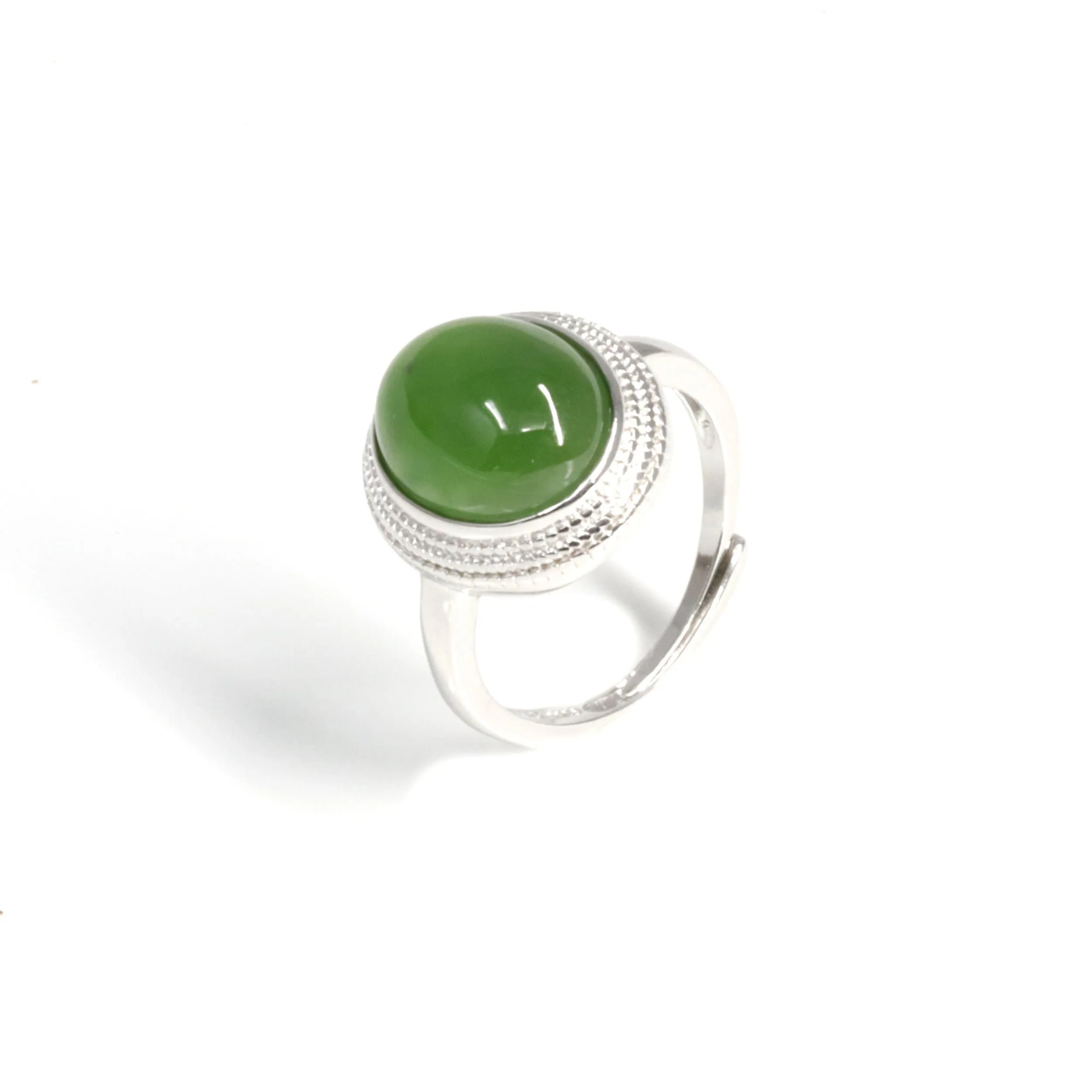 RealJade® "Classic Oval" Sterling Silver Real Green Nephrite Jade Classic Ring For Her