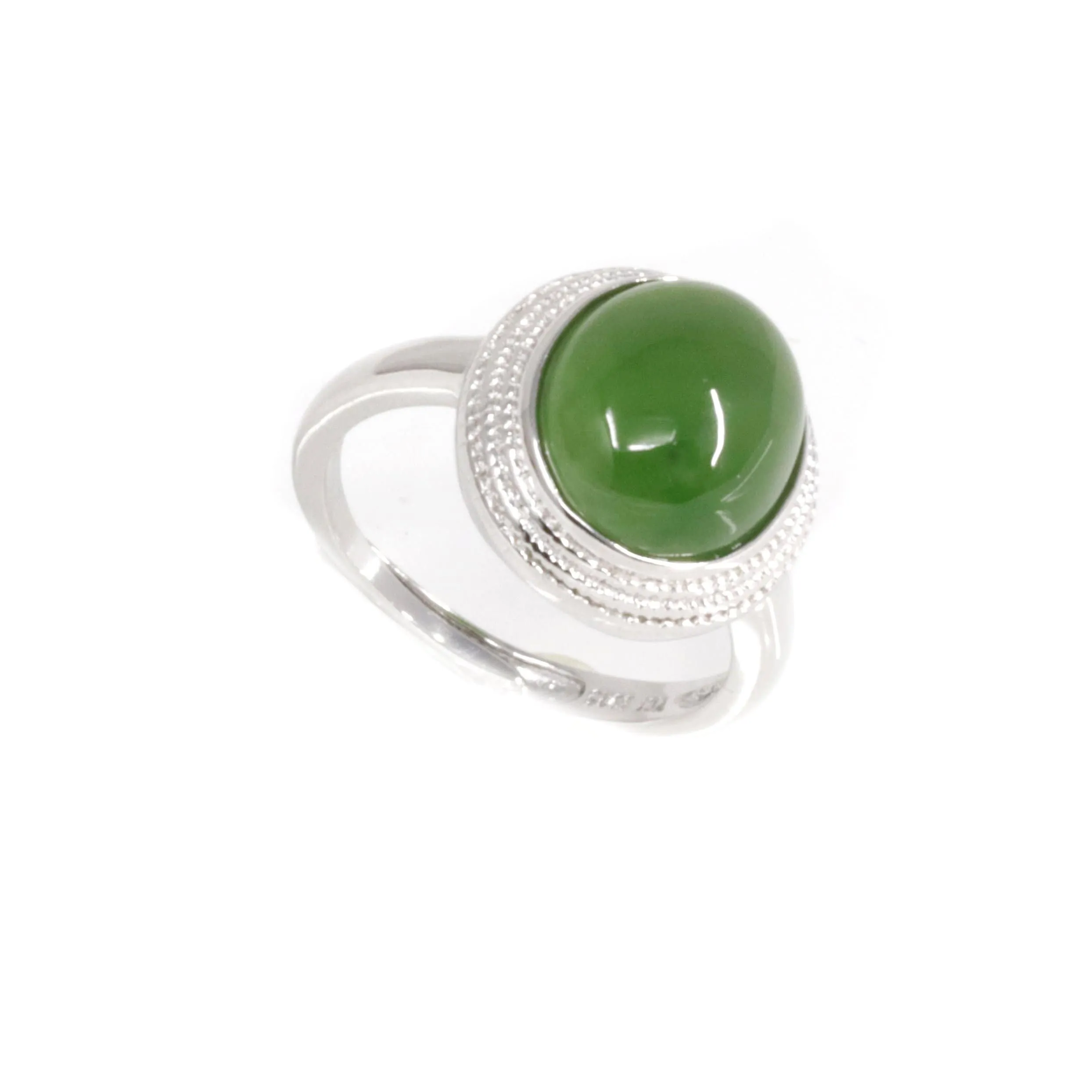 RealJade® "Classic Oval" Sterling Silver Real Green Nephrite Jade Classic Ring For Her