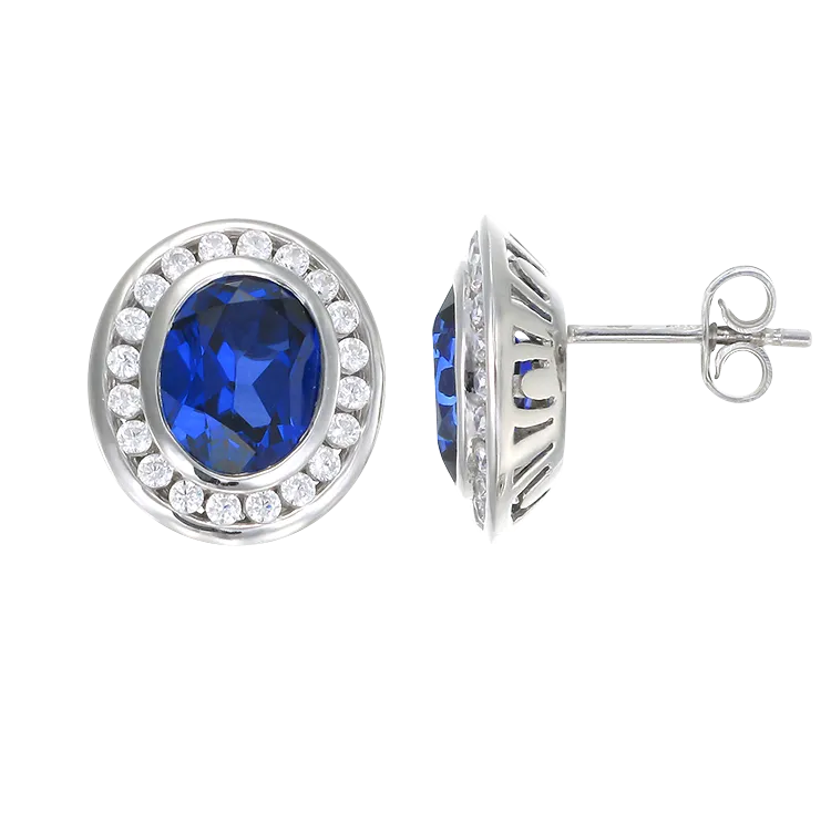 Regal Blue Sapphire Oval Earrings