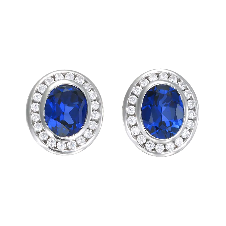 Regal Blue Sapphire Oval Earrings