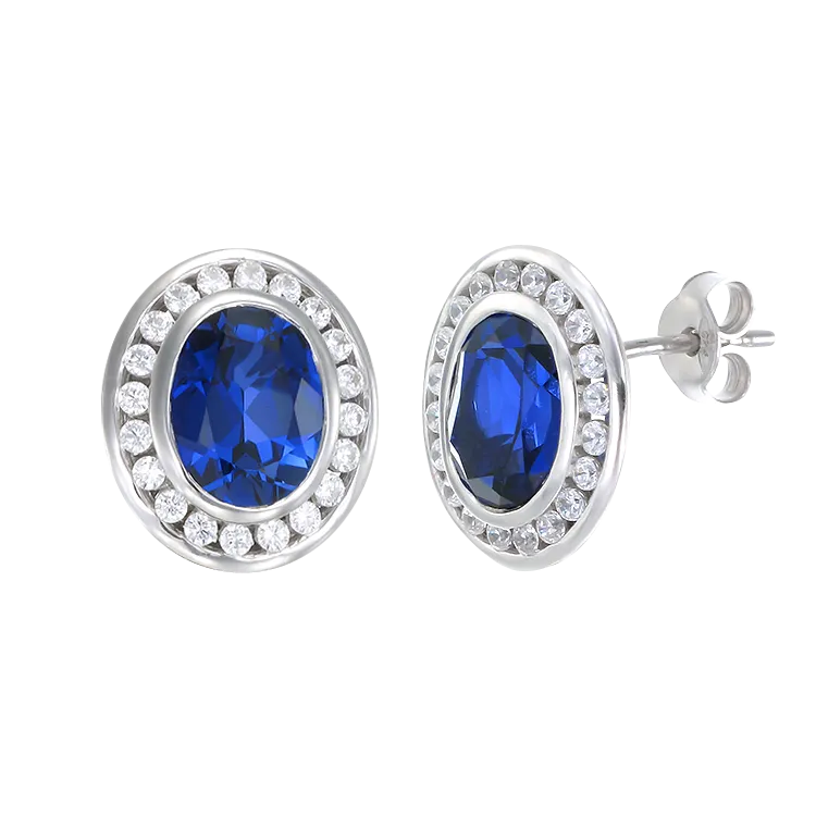 Regal Blue Sapphire Oval Earrings