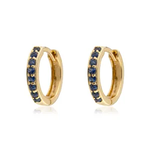 Riya, Sapphire Huggies, 14K Yellow Gold