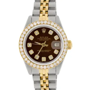 Rolex Datejust Ladies 2-Tone Jubilee 26mm Diamond Bezel/Cocoa Brown Dial  TFJ-142508138