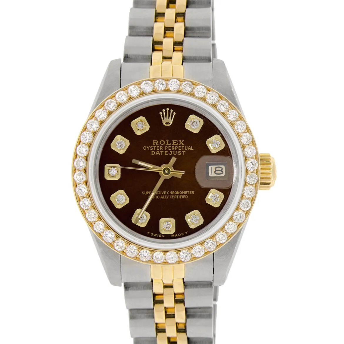 Rolex Datejust Ladies 2-Tone Jubilee 26mm Diamond Bezel/Cocoa Brown Dial  TFJ-142508138