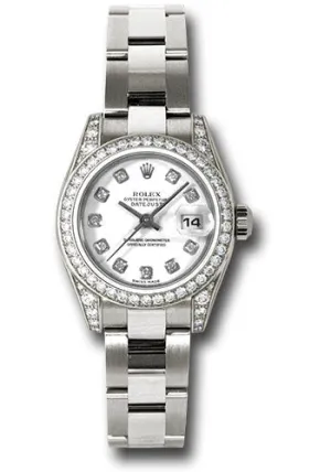 Rolex White Gold Lady-Datejust 26mm - 42 Diamond Bezel - White Diamond Dial - Oyster Bracelet - 179159 wdo