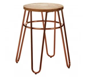 Rose Gold & Elm Wood Hairpin Stool