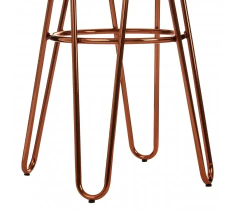 Rose Gold & Elm Wood Hairpin Stool