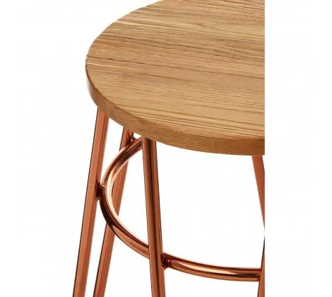 Rose Gold & Elm Wood Hairpin Stool