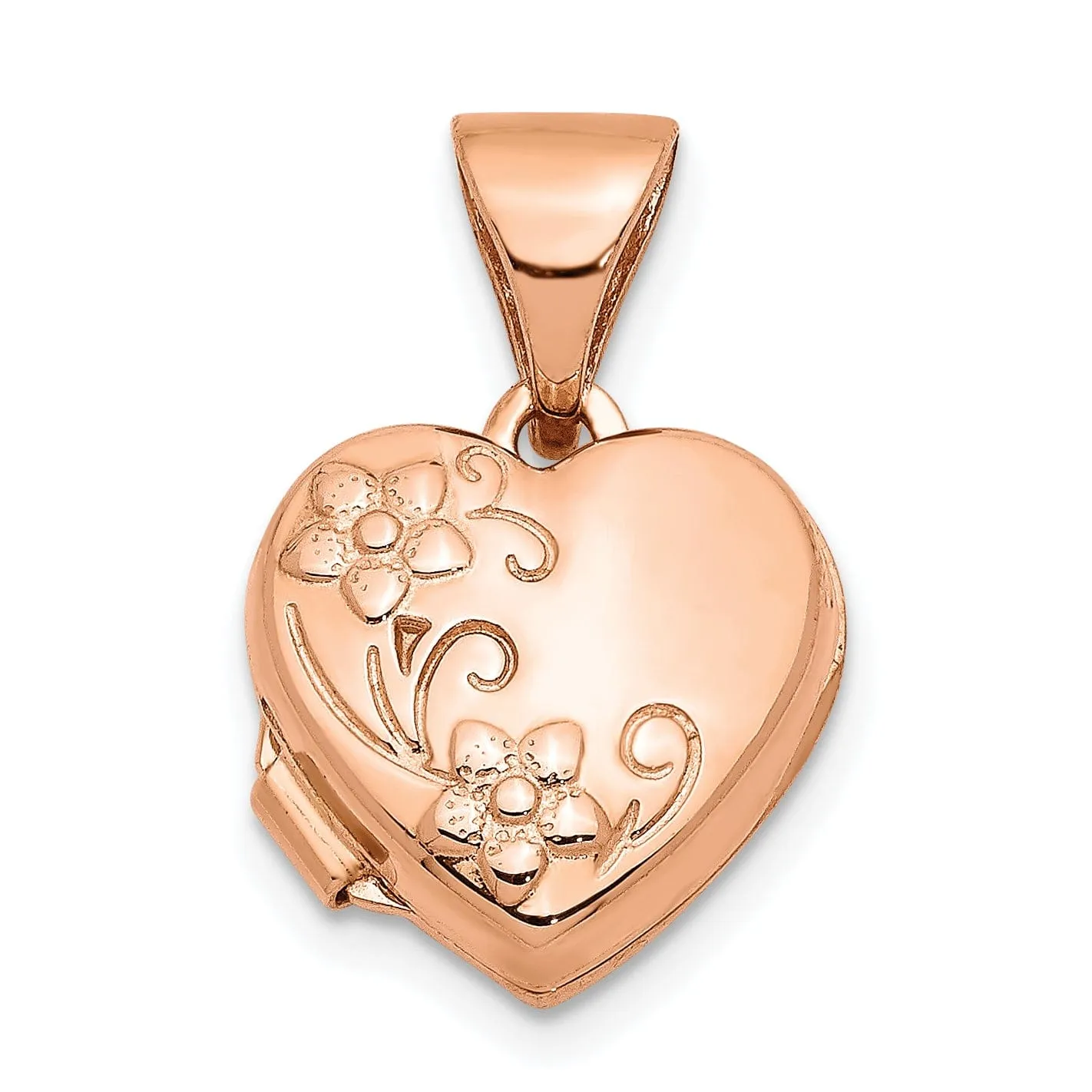 Rose Gold Floral Heart Locket