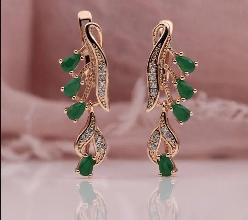 Rose Gold Multicolor Water Drop Natural Zircon Wedding Party Fine Jewelry Women Long Dangle Earrings