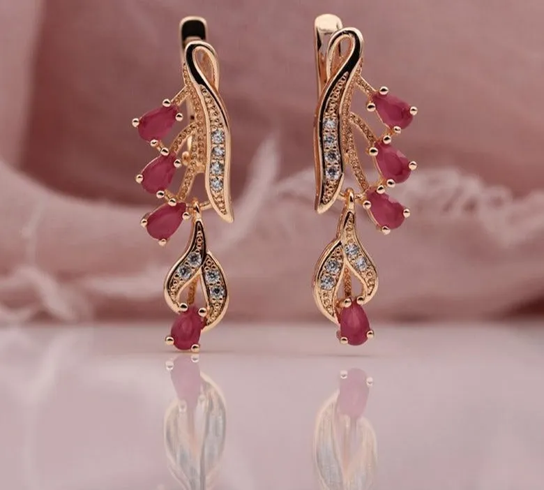 Rose Gold Multicolor Water Drop Natural Zircon Wedding Party Fine Jewelry Women Long Dangle Earrings