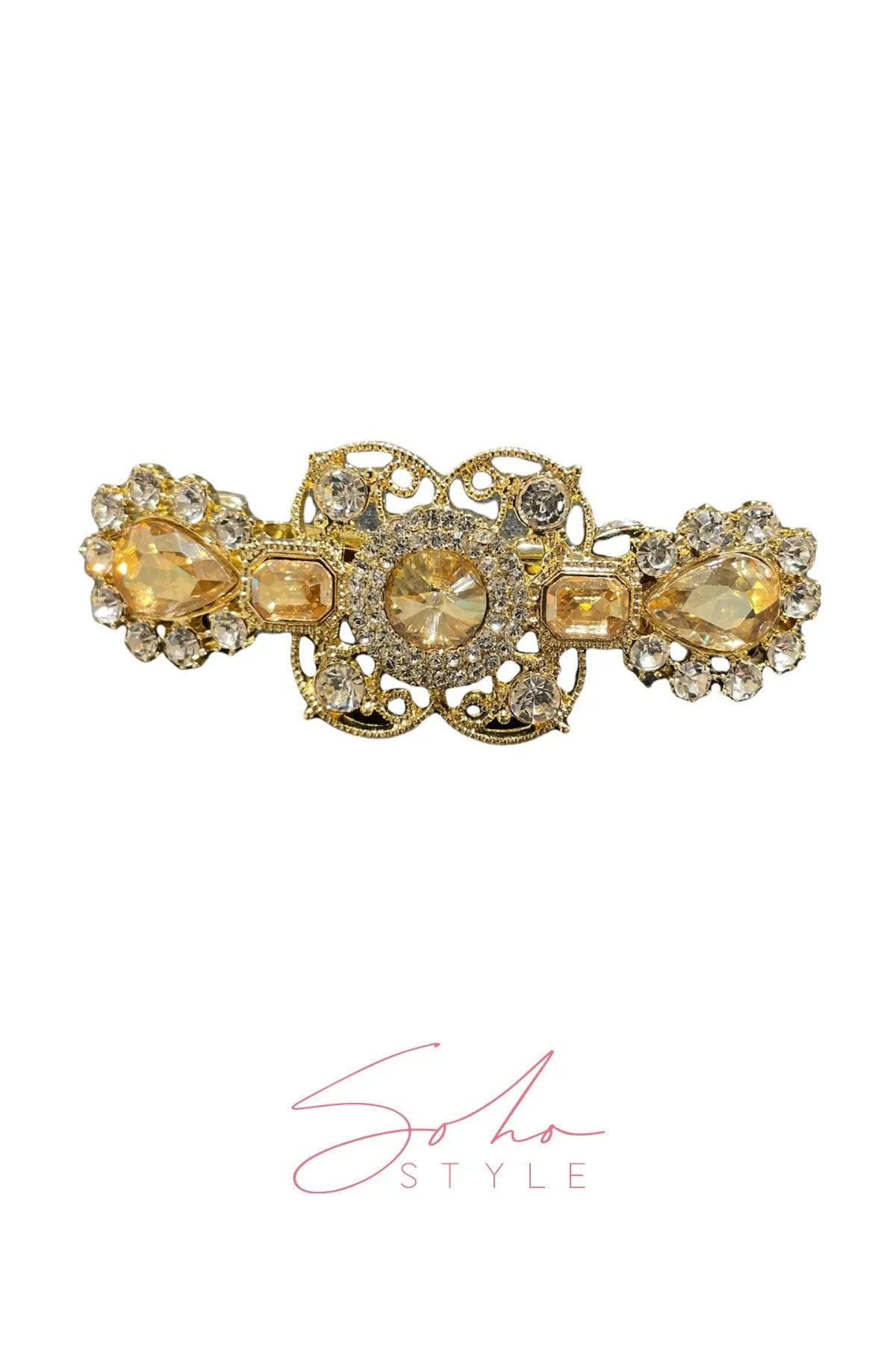 Royal key ruby flower gold Barrette