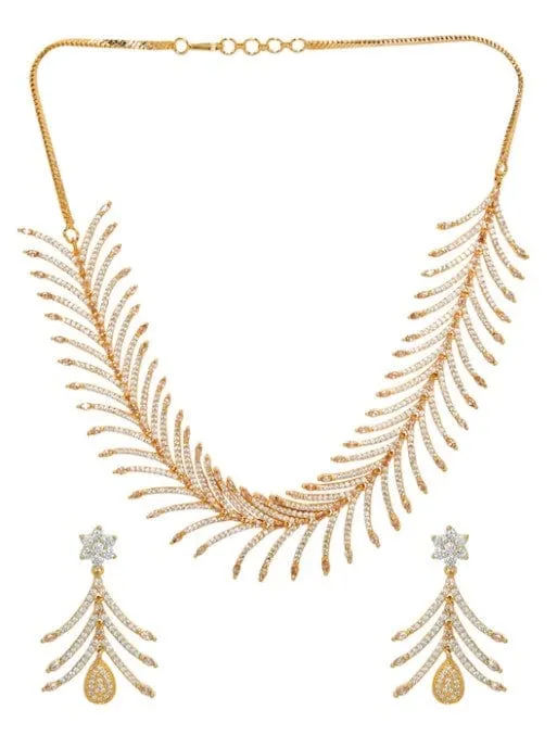 Rubans Gold Plated  Zircon Stone Studded Necklace Set