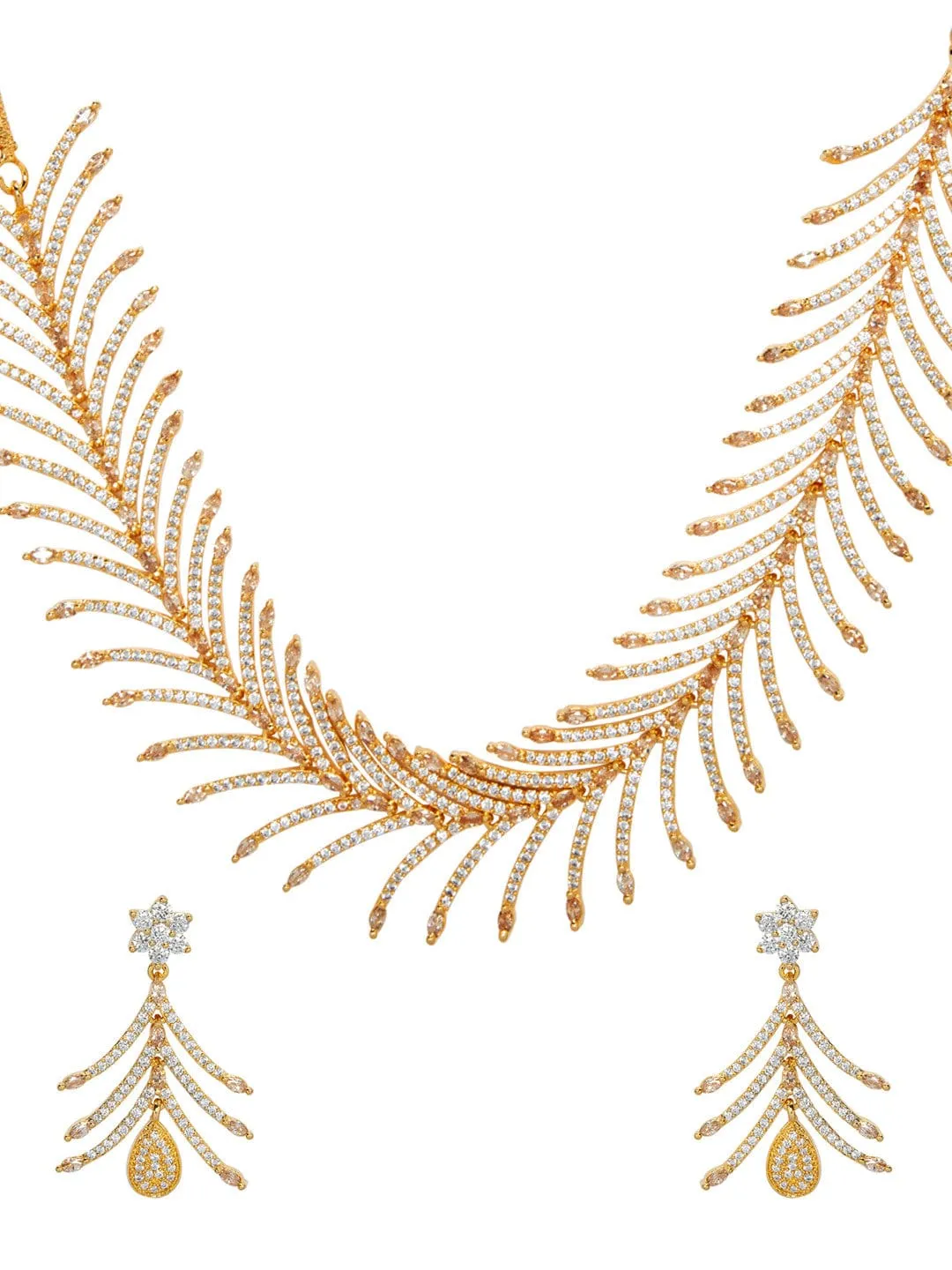 Rubans Gold Plated  Zircon Stone Studded Necklace Set