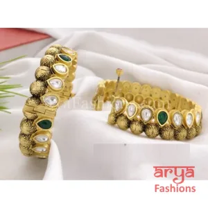 Saba Bridal Kundan Bracelet Set/Rajwadi Kundan Jadau Kada with Ruby/Emerald/Kundan stones