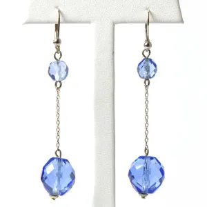 Sapphire Bead Art Deco Drop Earrings