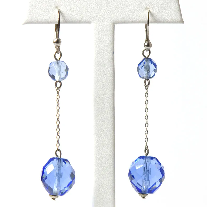 Sapphire Bead Art Deco Drop Earrings