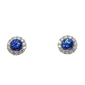 Sapphire Diamond Halo Stud Earrings