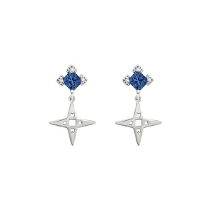 Sapphire Star Platinum Earrings