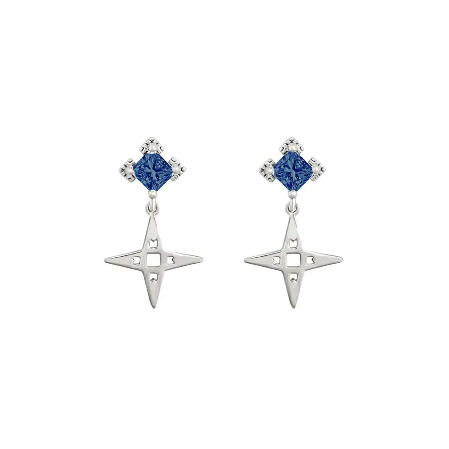 Sapphire Star Platinum Earrings