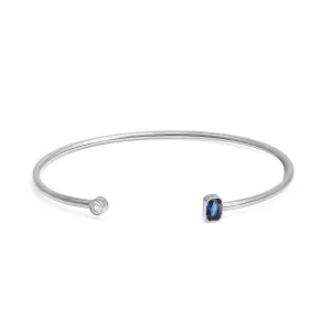 September Sapphire Birthstone Bangle - Silver