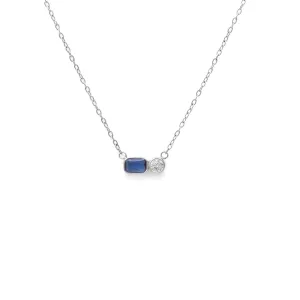 September Sapphire Birthstone Necklace - Silver