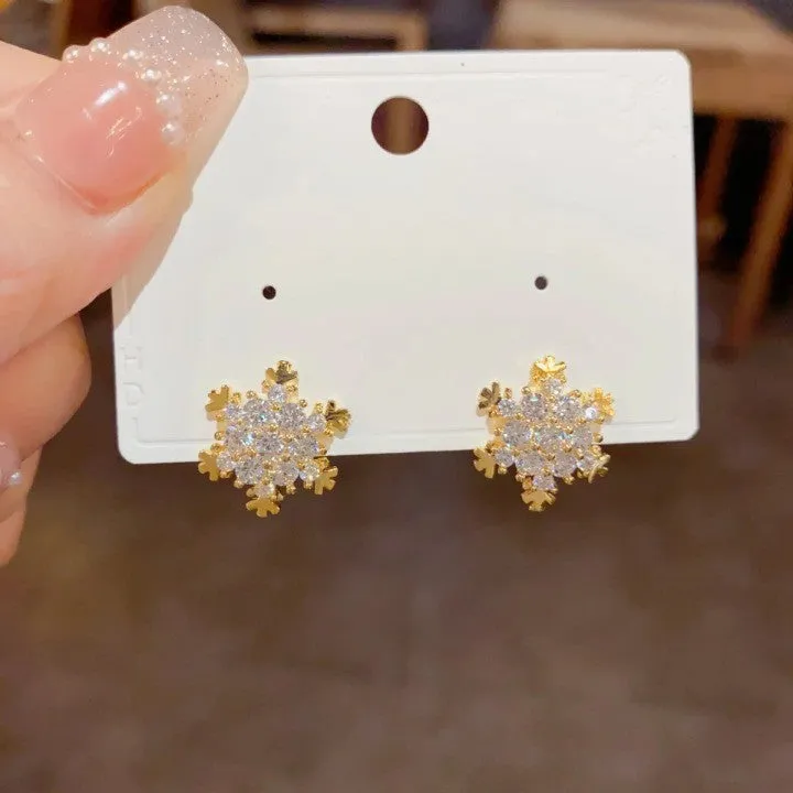 Shiny Snowflake Korean Style Earrings