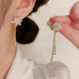 Shiny Snowflake Korean Style Earrings