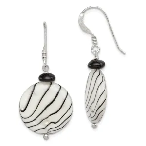 Silver Agate Mother of Pearl Dangle Earrings