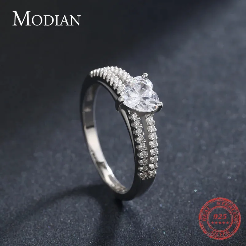 Silver Diamond Cut Heart Ring