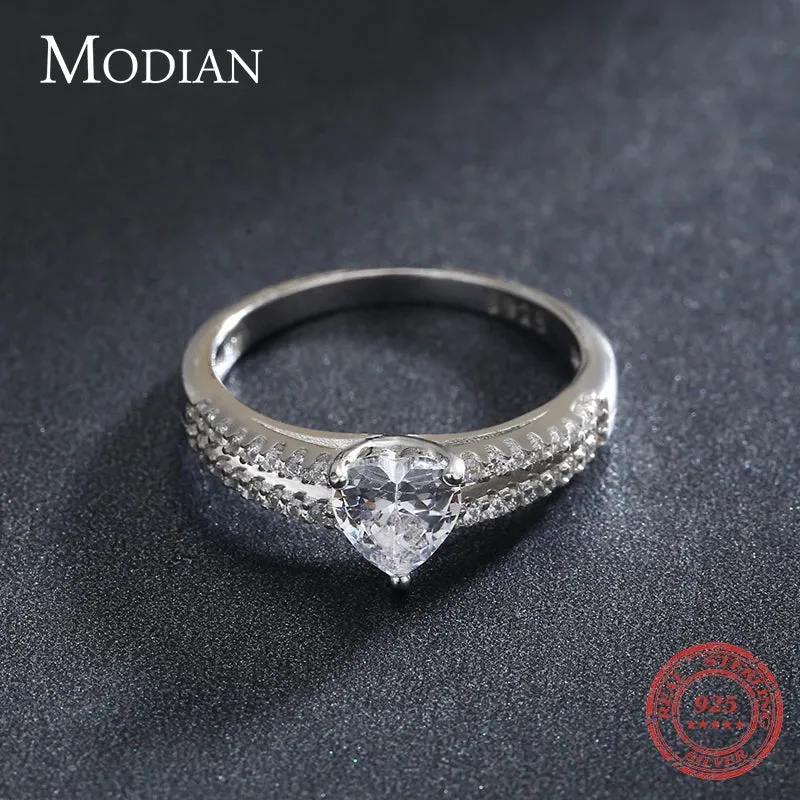 Silver Diamond Cut Heart Ring