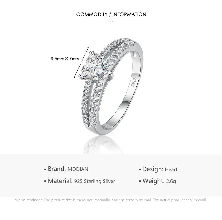 Silver Diamond Cut Heart Ring