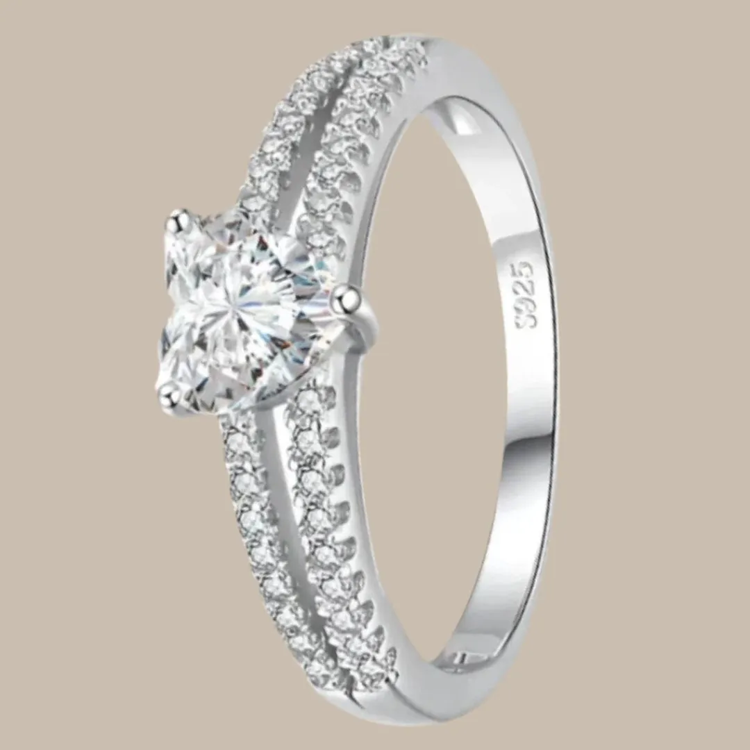 Silver Diamond Cut Heart Ring