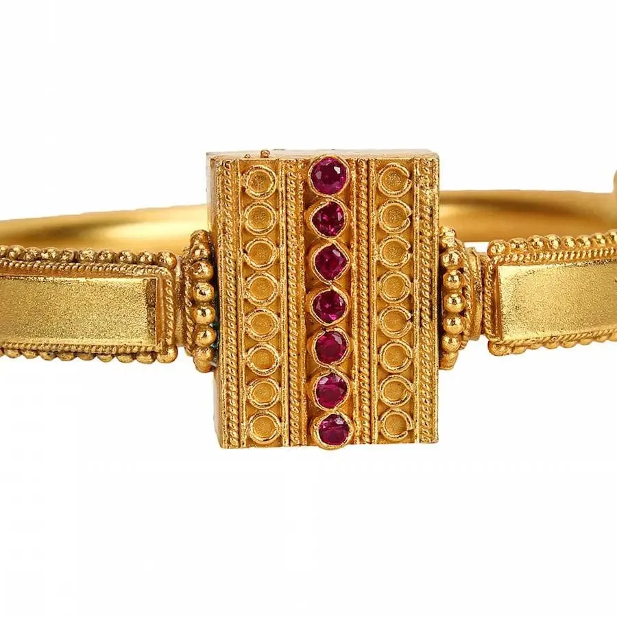 Silver gold temple bangle