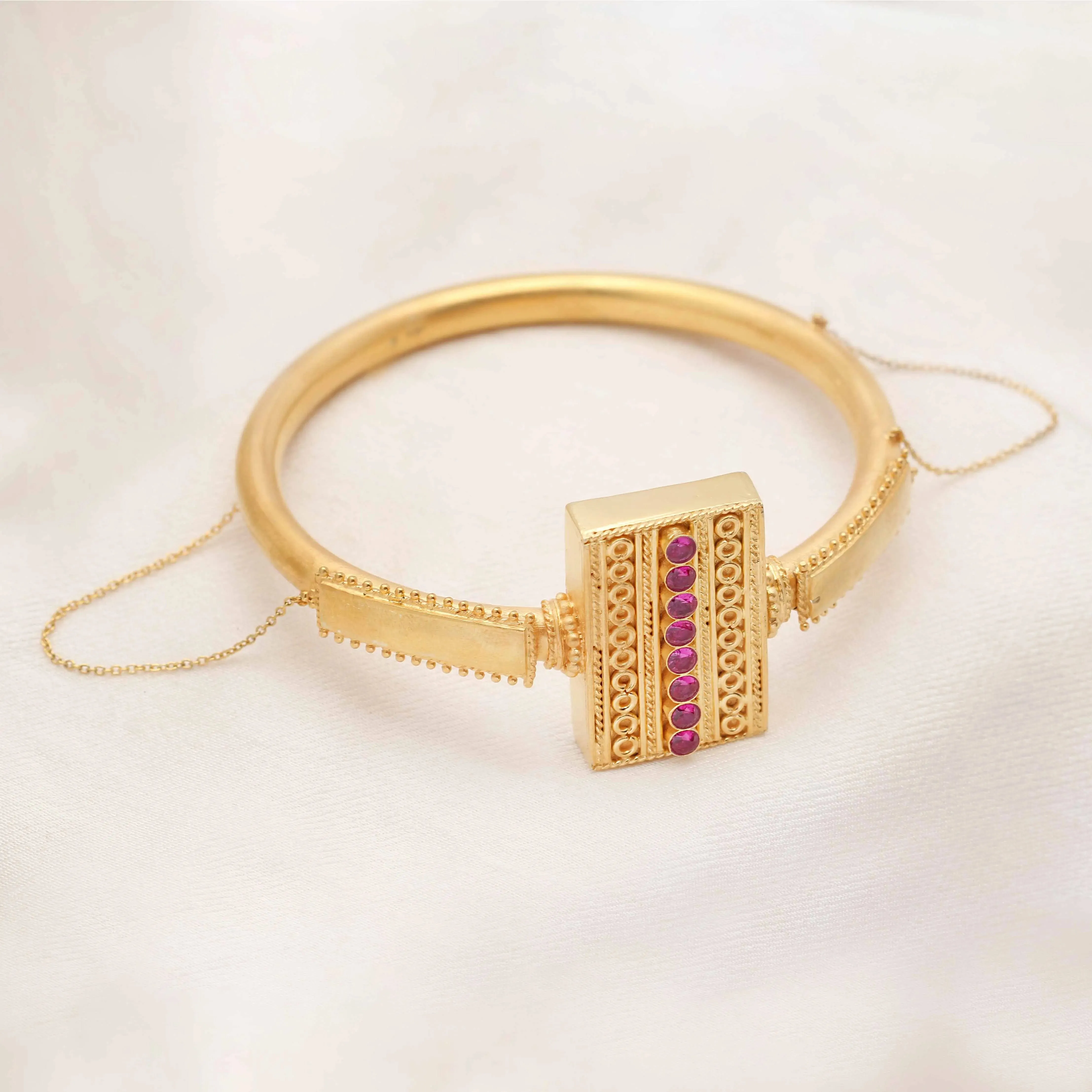 Silver gold temple bangle