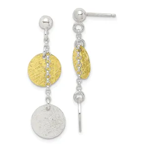 Silver Vermeil Polish Textured Dangle Earrings