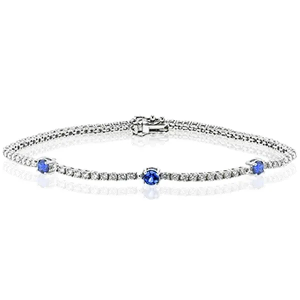 Simon G. Round Cut Blue Sapphire & Diamond Thin Bracelet