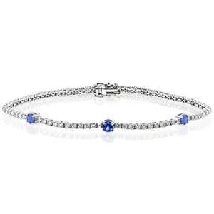 Simon G. Round Cut Blue Sapphire & Diamond Thin Bracelet