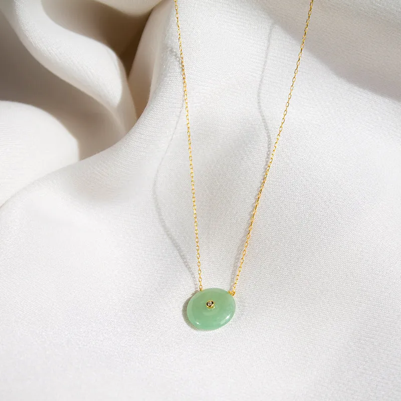 Single Diamond with Jade Donut Necklace