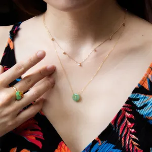 Single Diamond with Jade Donut Necklace