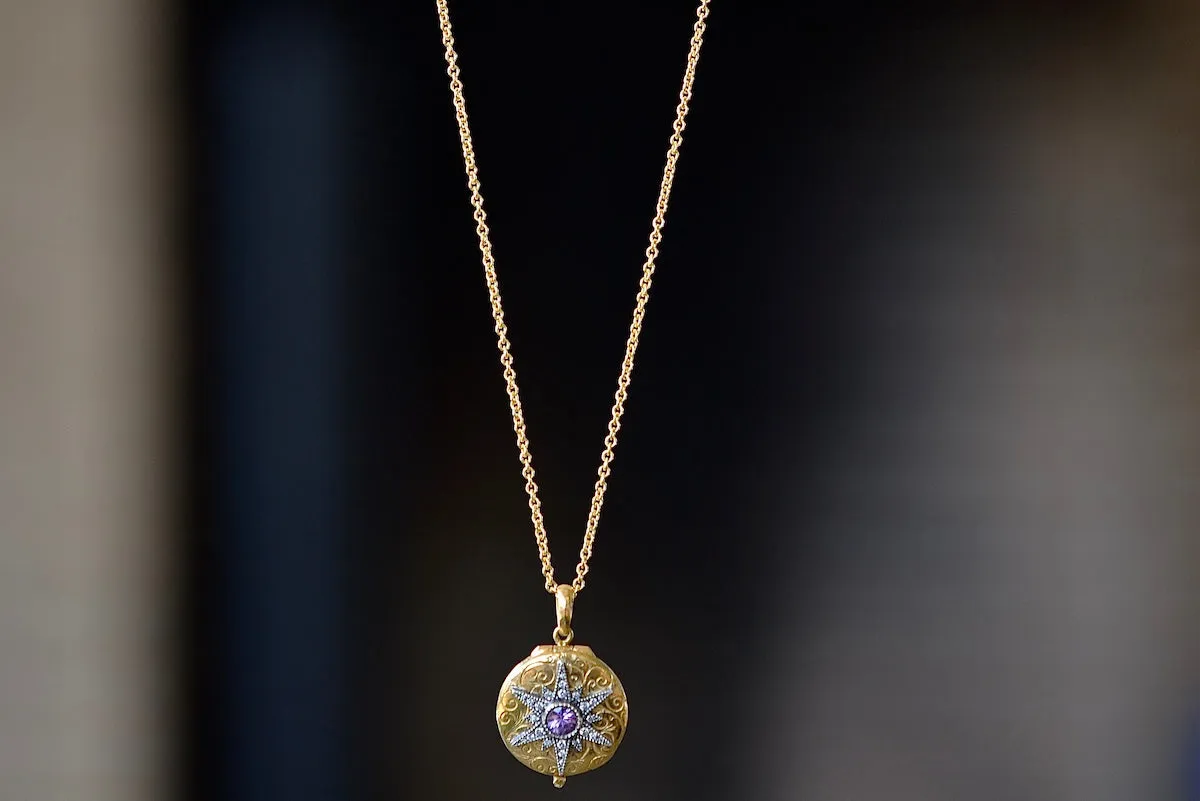 Star Locket with Purple Sapphire